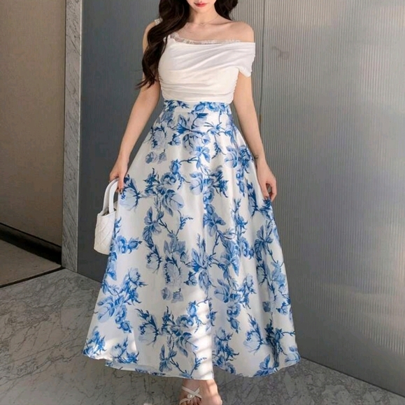 Women's High Waist Floral Print Maxi Elegant Skirt - Picture 4 of 4